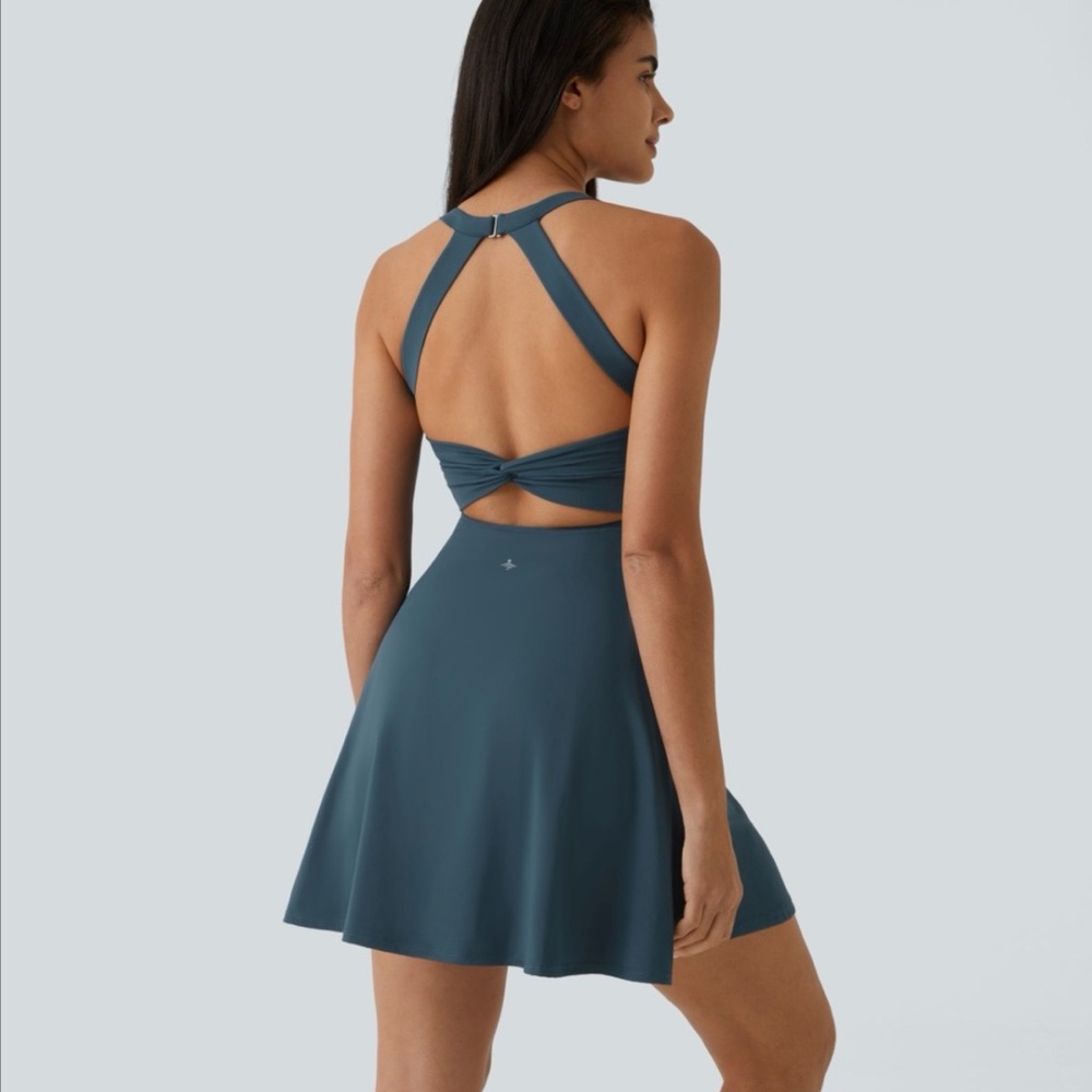 Halara SoftlyZero Backless Twisted Cool Touch Active Dress-Easy Peezy - Picture 8 of 12